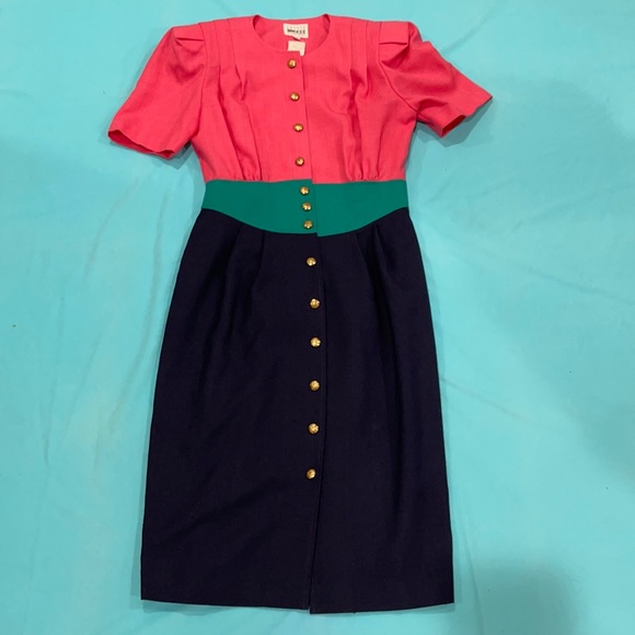 1980s Vintage Leslie Faye Petite Collections Dress - Picture 1 of 9